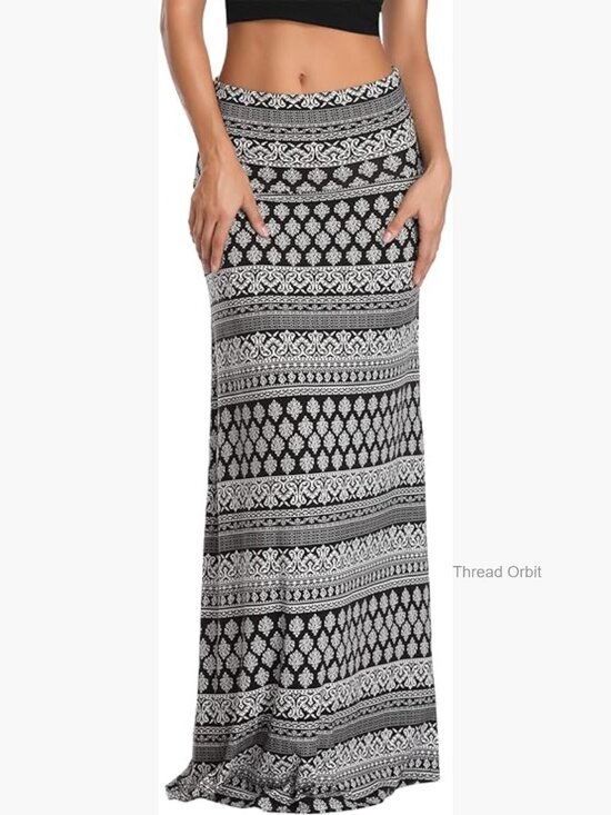 Dresses & Skirts - Spandex Fold-Over Flare Long Maxi Skirt